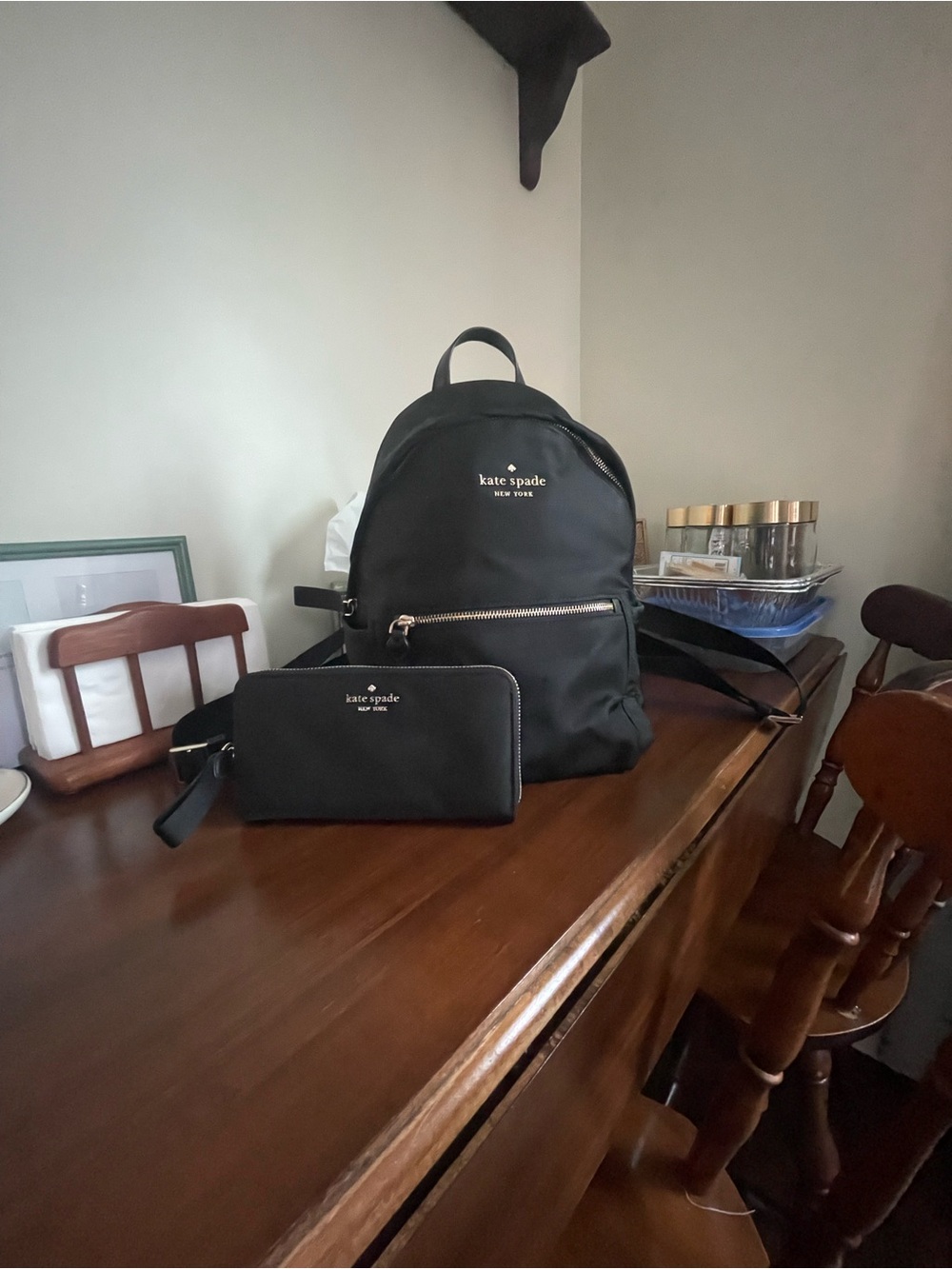 kate spade Black Backpack with Matching Wallet